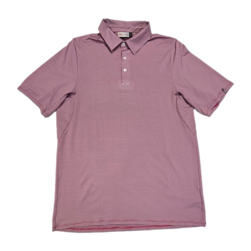 KJUS Men's Soren Stripe Golf Polo Shirt Red White Size 52 L UPF 50+ MG60-908